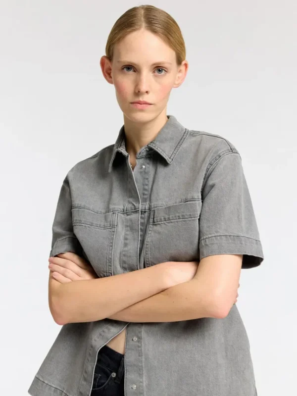 Skjorter>SELECTED OVERSIZED DENIMSKJORTE Grey