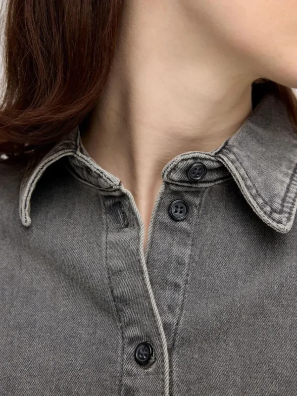 Skjorter>SELECTED OVERSIZED DENIMSKJORTE Grey