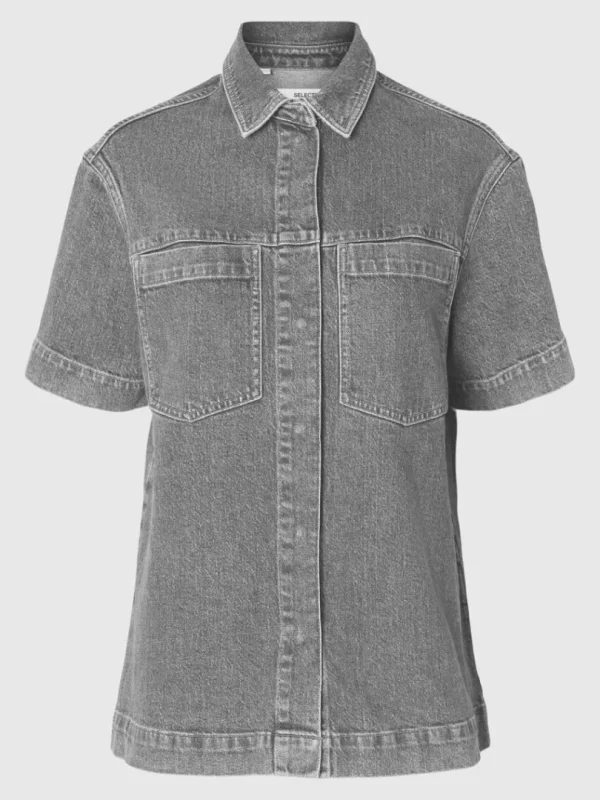 Skjorter>SELECTED OVERSIZED DENIMSKJORTE Grey