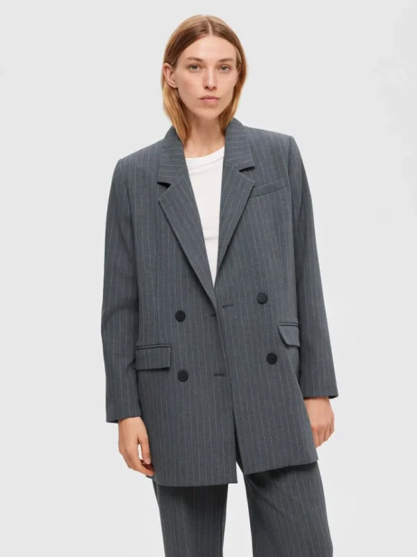 Jakkesæt & Blazers>SELECTED OVERSIZED ENKELTRADET BLAZER Grey