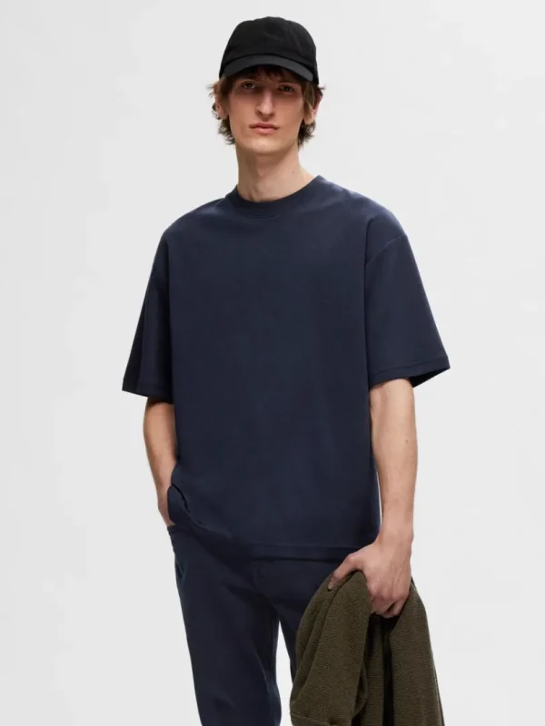 T-shirts>SELECTED OVERSIZED KORTÆRMET T-SHIRT Blue
