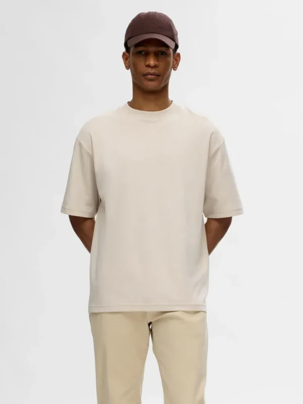 T-shirts>SELECTED OVERSIZED KORTÆRMET T-SHIRT Beige