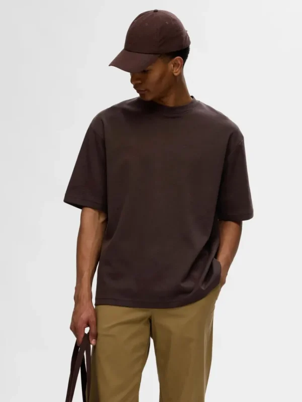 T-shirts>SELECTED OVERSIZED KORTÆRMET T-SHIRT Brown