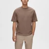 T-shirts>SELECTED OVERSIZED KORTÆRMET T-SHIRT Brown