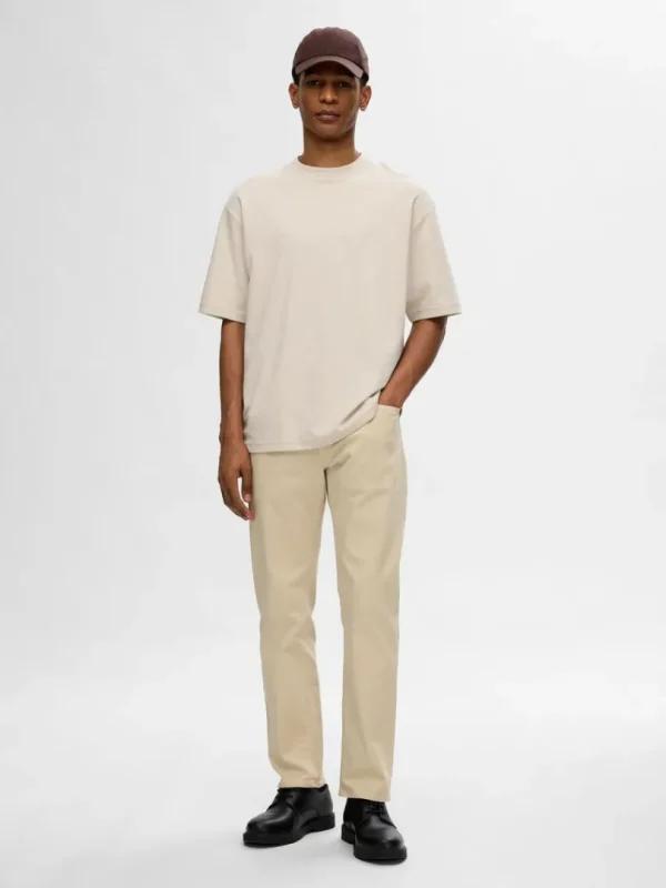 T-shirts>SELECTED OVERSIZED KORTÆRMET T-SHIRT Beige