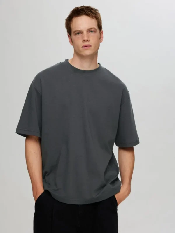 T-shirts>SELECTED OVERSIZED KORTÆRMET T-SHIRT Grey