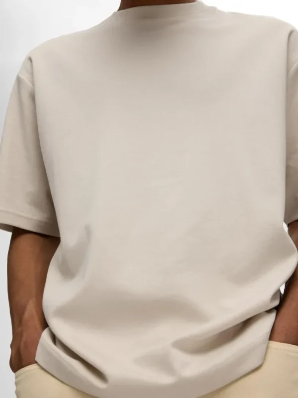 T-shirts>SELECTED OVERSIZED KORTÆRMET T-SHIRT Beige