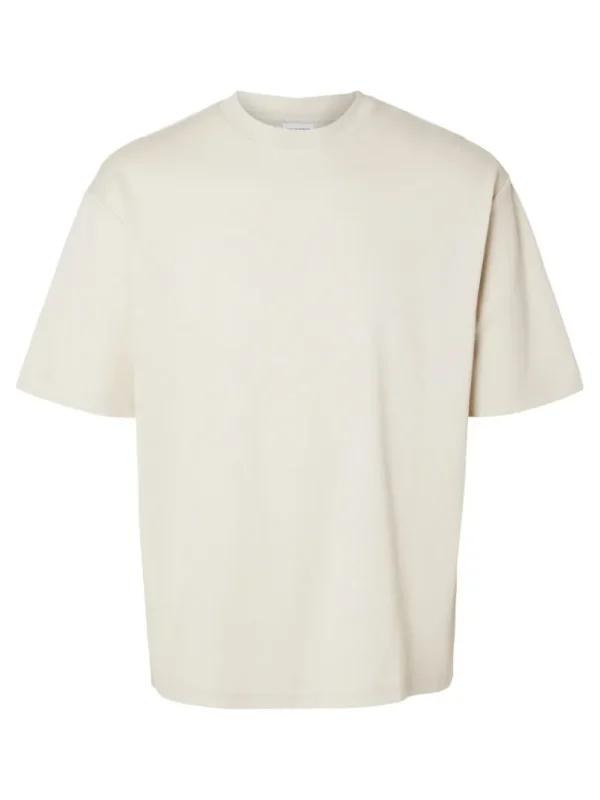 T-shirts>SELECTED OVERSIZED KORTÆRMET T-SHIRT Beige