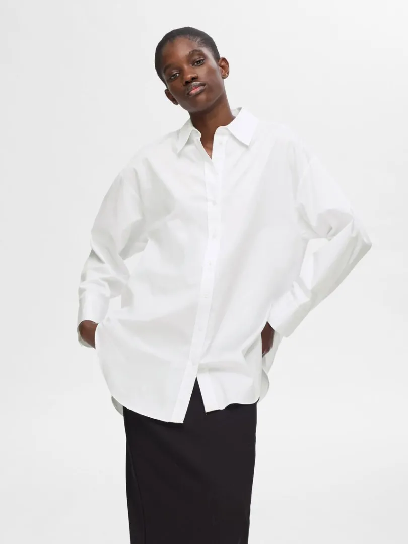 oversized_langrmet_skjort_0.webp Skjorter>SELECTED OVERSIZED LANGÆRMET SKJORTE White