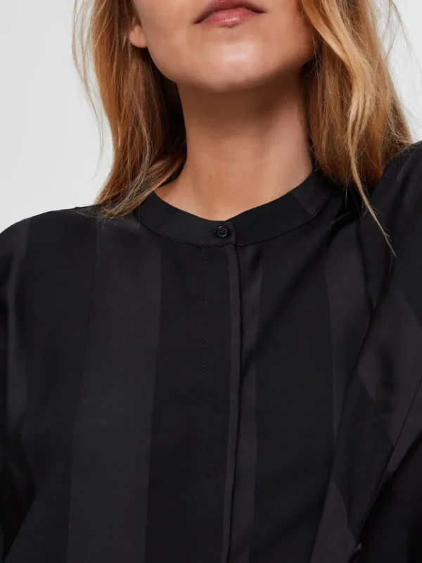 Kjoler>SELECTED OVERSIZED SATIN KORT KJOLE Black
