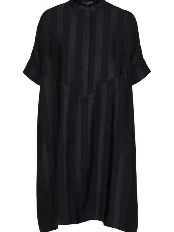 Kjoler>SELECTED OVERSIZED SATIN KORT KJOLE Black