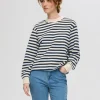 Hættetrøjer & Sweatshirts>SELECTED OVERSIZED STRIBET SWEATSHIRT Blue