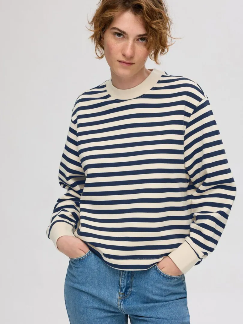 oversized_stribet_sweatsh_2.webp Hættetrøjer & Sweatshirts>SELECTED OVERSIZED STRIBET SWEATSHIRT Blue