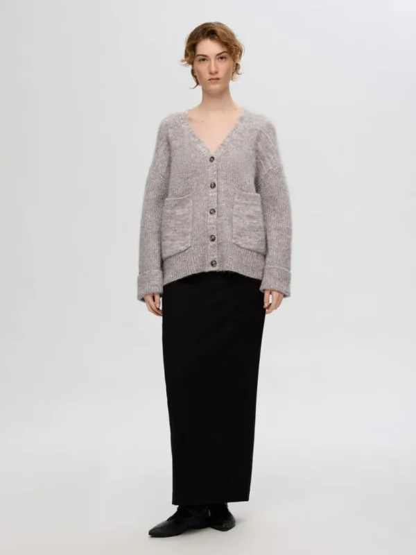 Strik>SELECTED OVERSIZED STRIKKET CARDIGAN Grey