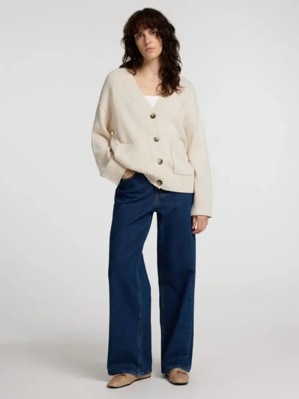 Strik>SELECTED OVERSIZED STRIKKET CARDIGAN Beige
