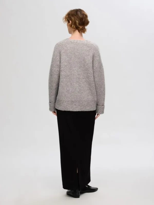 Strik>SELECTED OVERSIZED STRIKKET CARDIGAN Grey