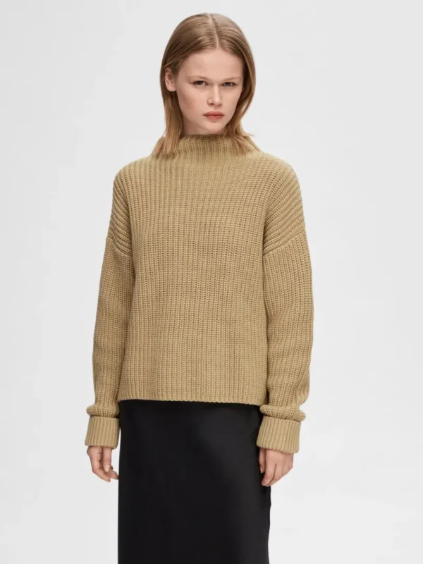 Strik>SELECTED OVERSIZED STRIKTRØJE Brown