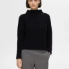 Strik>SELECTED OVERSIZED STRIKTRØJE Black