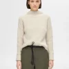 Strik>SELECTED OVERSIZED STRIKTRØJE Beige