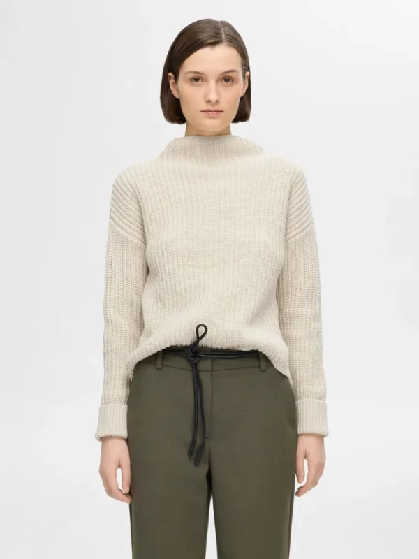 Strik>SELECTED OVERSIZED STRIKTRØJE Beige