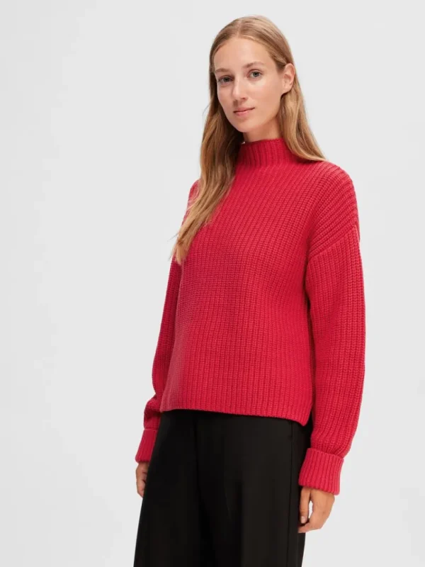 Strik>SELECTED OVERSIZED STRIKTRØJE Red