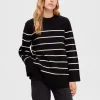 Strik>SELECTED OVERSIZED STRIKTRØJE Black