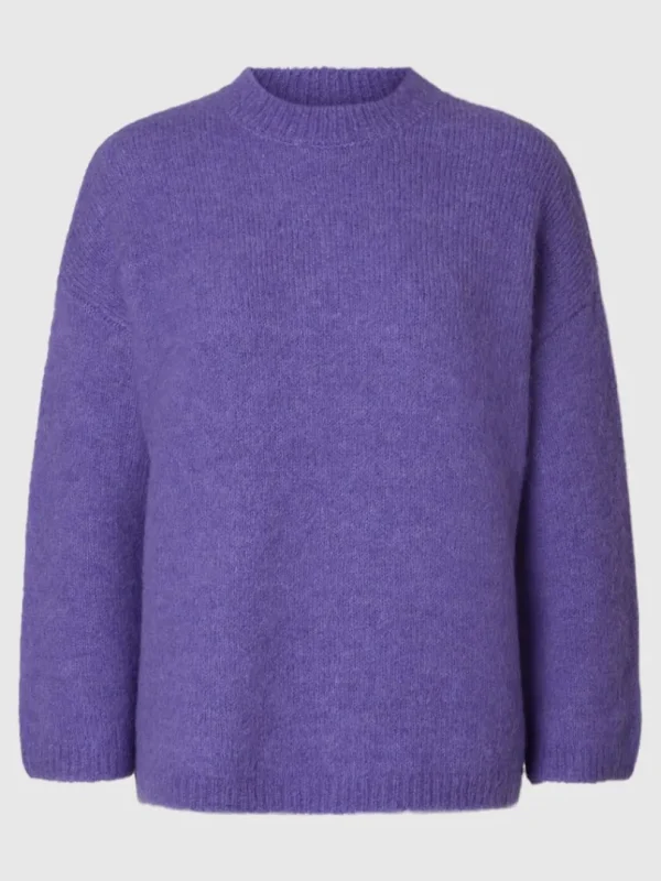Strik>SELECTED OVERSIZED STRIKTRØJE Purple