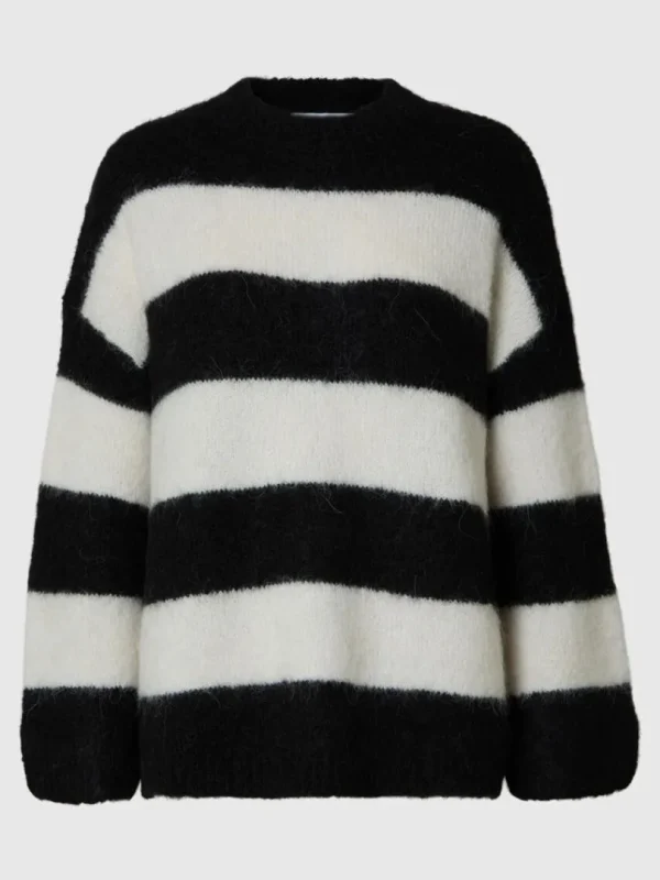 Strik>SELECTED OVERSIZED STRIKTRØJE Black