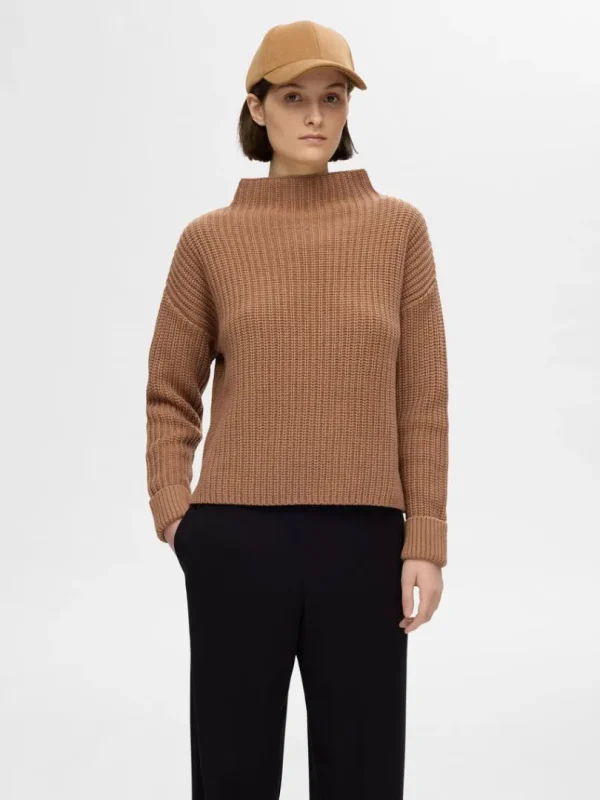 Strik>SELECTED OVERSIZED STRIKTRØJE Brown