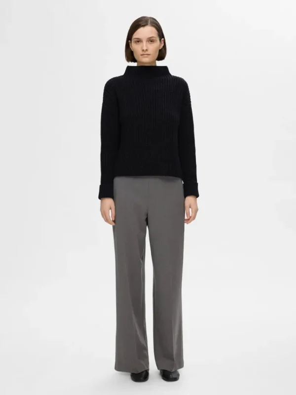 Strik>SELECTED OVERSIZED STRIKTRØJE Black