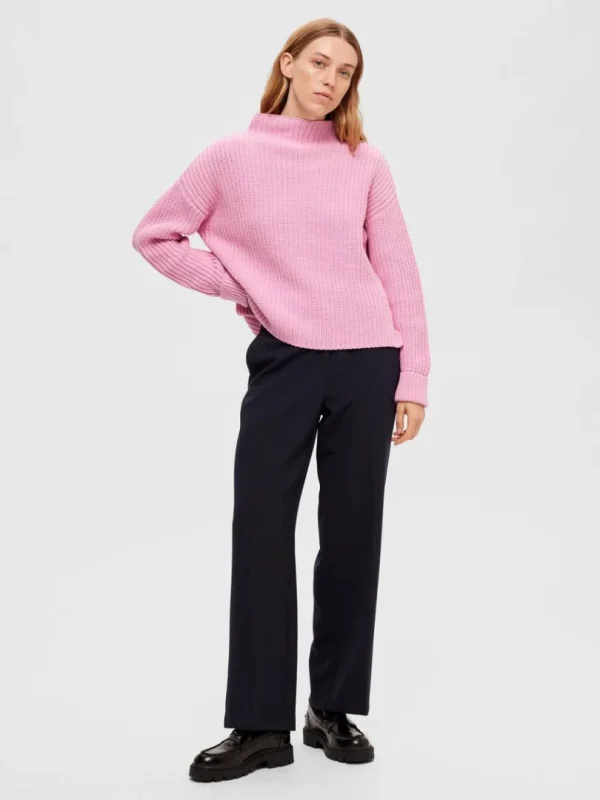 Strik>SELECTED OVERSIZED STRIKTRØJE Pink