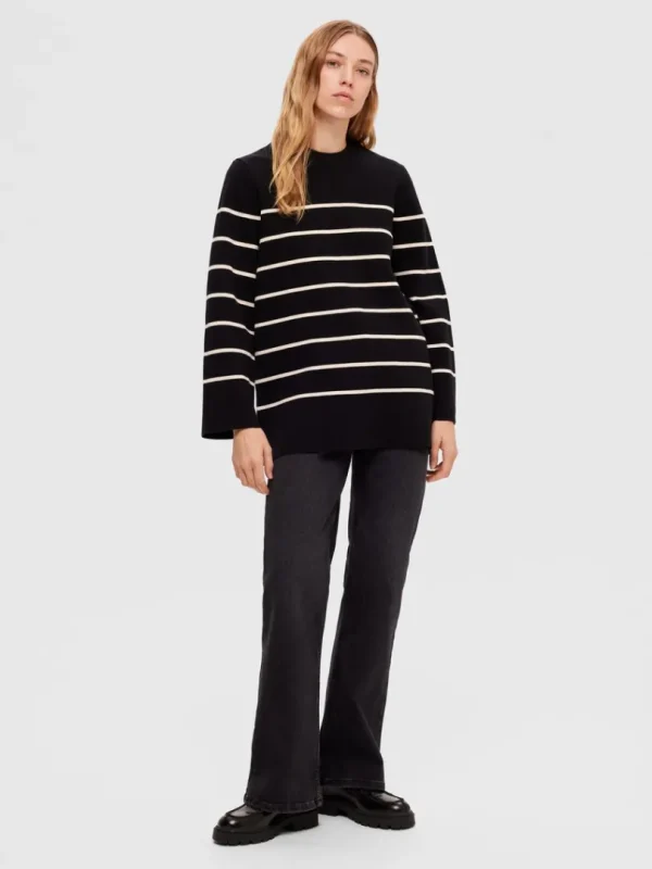 Strik>SELECTED OVERSIZED STRIKTRØJE Black