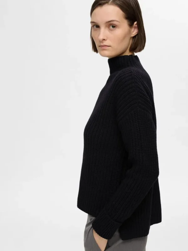 Strik>SELECTED OVERSIZED STRIKTRØJE Black