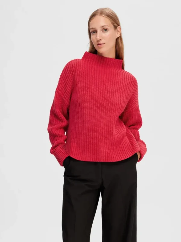 Strik>SELECTED OVERSIZED STRIKTRØJE Red