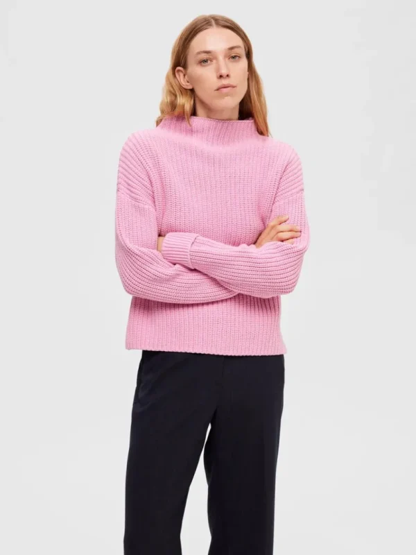 Strik>SELECTED OVERSIZED STRIKTRØJE Pink