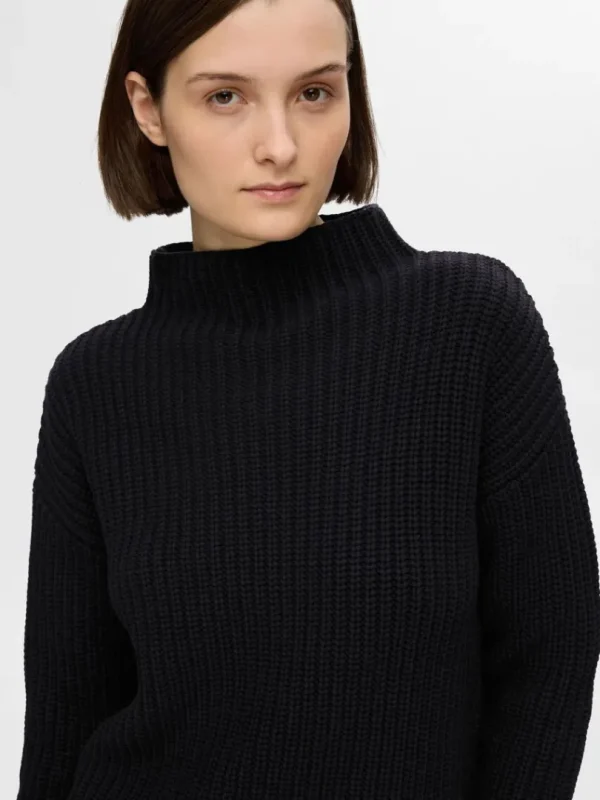 Strik>SELECTED OVERSIZED STRIKTRØJE Black