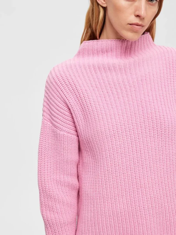 Strik>SELECTED OVERSIZED STRIKTRØJE Pink