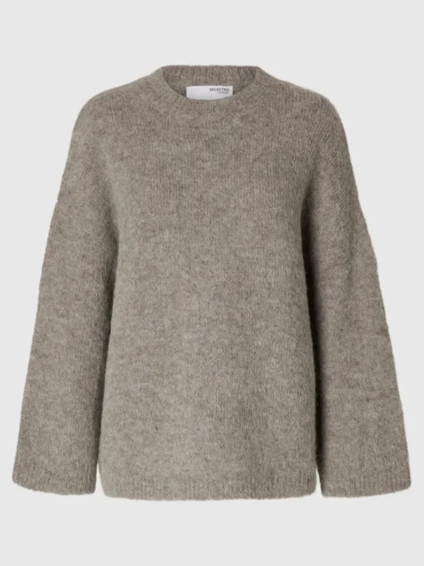 Strik>SELECTED OVERSIZED STRIKTRØJE Grey