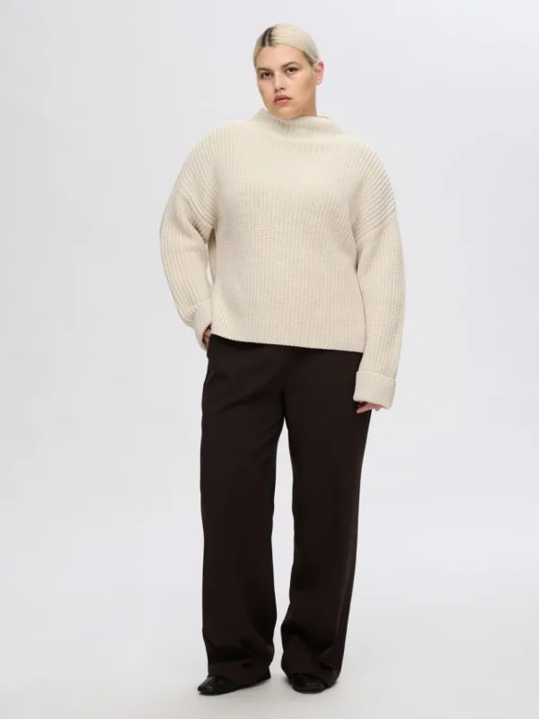 Strik>SELECTED OVERSIZED STRIKTRØJE Beige