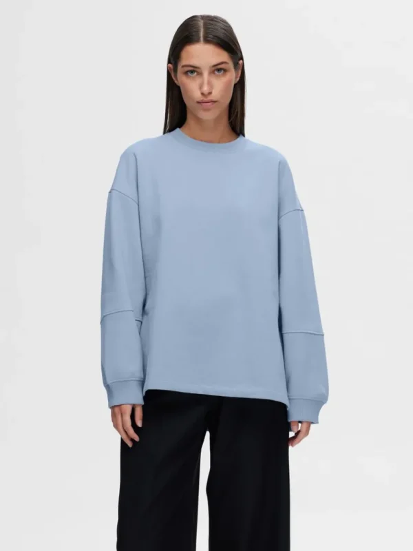 Hættetrøjer & Sweatshirts>SELECTED OVERSIZED SWEATSHIRT Blue