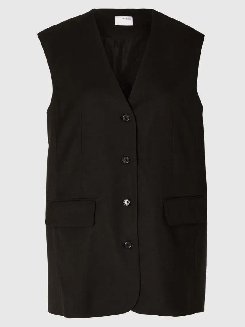 oversized_vest_5.webp Jakkesæt & Blazers | Toppe Og Bluser>SELECTED OVERSIZED VEST Black
