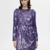 Kjoler>SELECTED PAILLETTER KORT KJOLE Purple