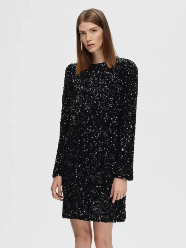 Kjoler>SELECTED PAILLETTER KORT KJOLE Black