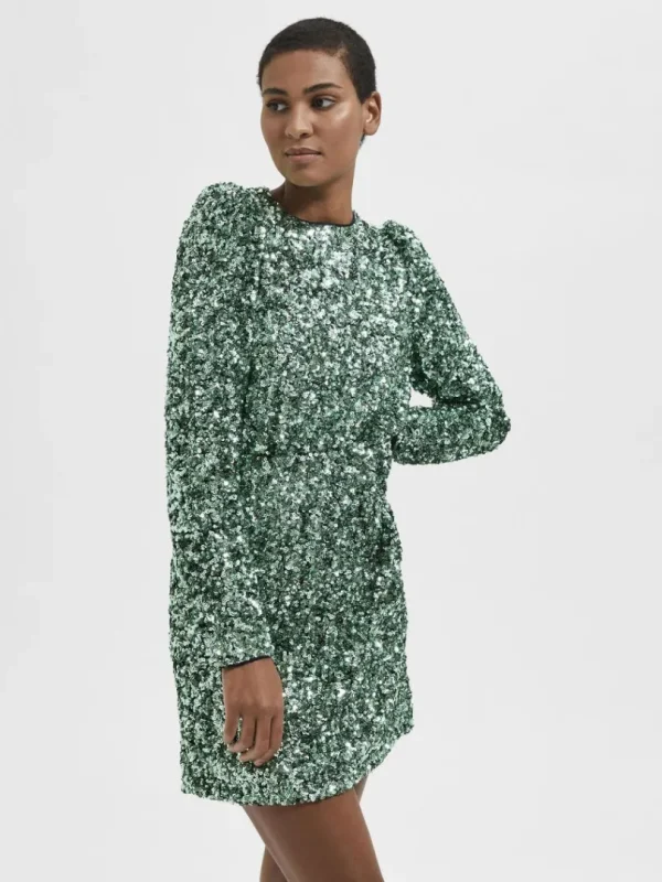 Kjoler>SELECTED PAILLETTER KORT KJOLE Green