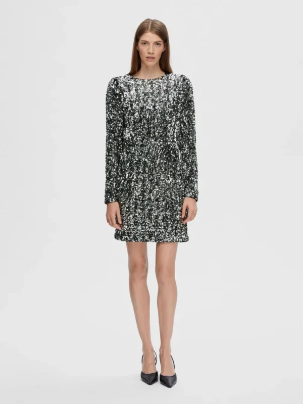 Kjoler>SELECTED PAILLETTER KORT KJOLE Silver