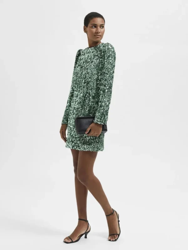 Kjoler>SELECTED PAILLETTER KORT KJOLE Green