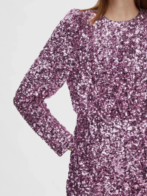 Kjoler>SELECTED PAILLETTER KORT KJOLE Pink
