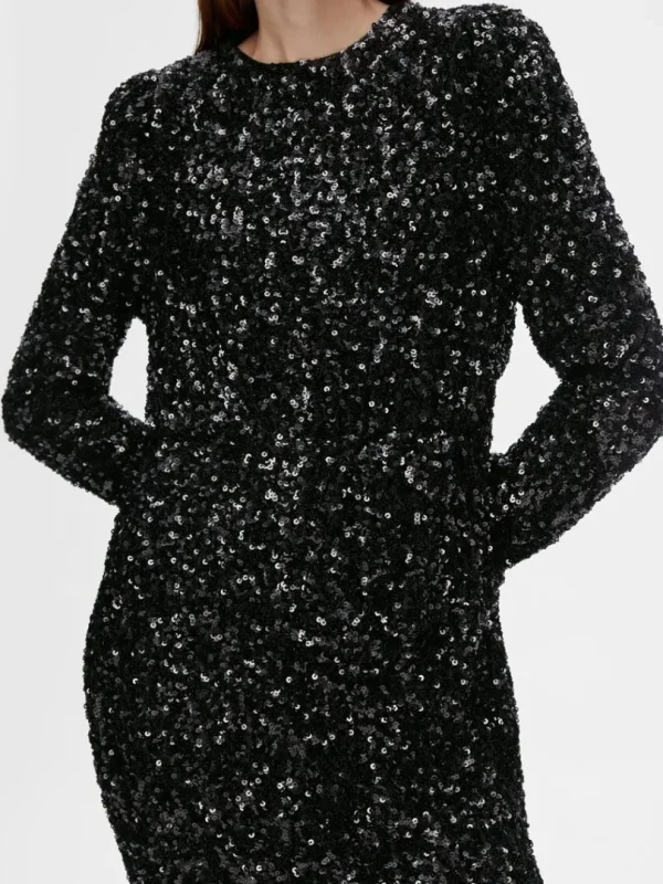 Kjoler>SELECTED PAILLETTER KORT KJOLE Black