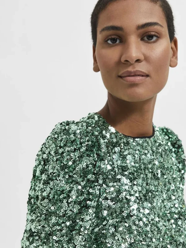 Kjoler>SELECTED PAILLETTER KORT KJOLE Green