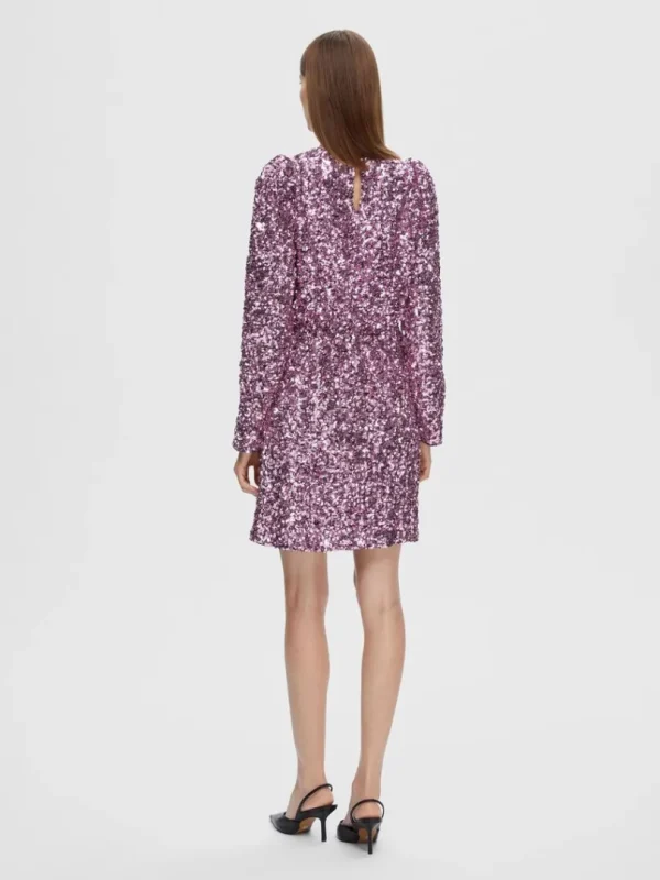 Kjoler>SELECTED PAILLETTER KORT KJOLE Pink